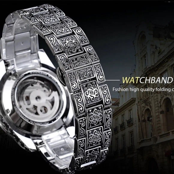 Forsining Skeleton Carved Tourbillon Mechanical Watches Moon Dial Mens Watch - Picture 11 of 11